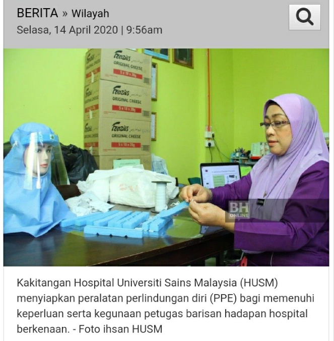 COVID19 BERGANDING BAHU SEDIAKAN PPE UNTUK RAKAN SETUGAS