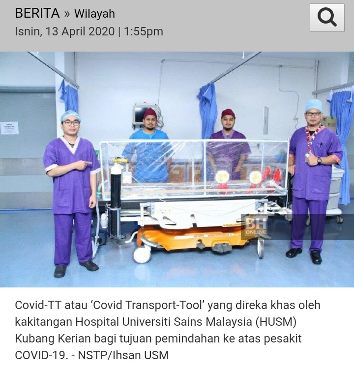 COVID19 HUSM CIPTA ALAT PINDAH PESAKIT SARI DAN PUI