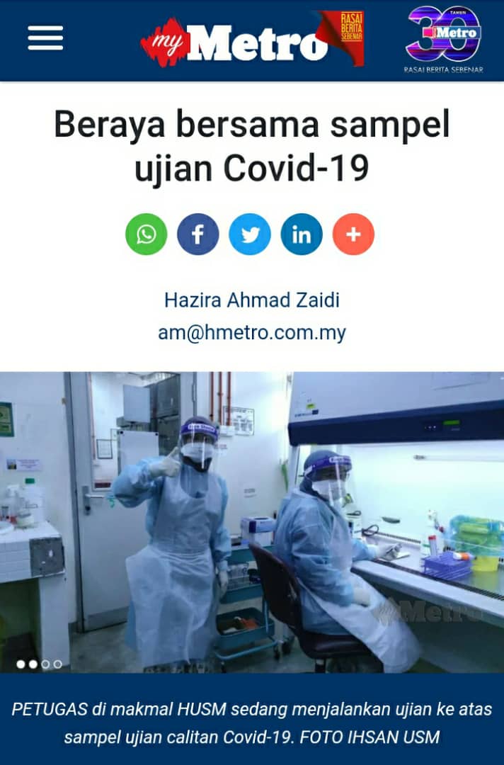 Beraya bersama sampel ujian Covid 19
