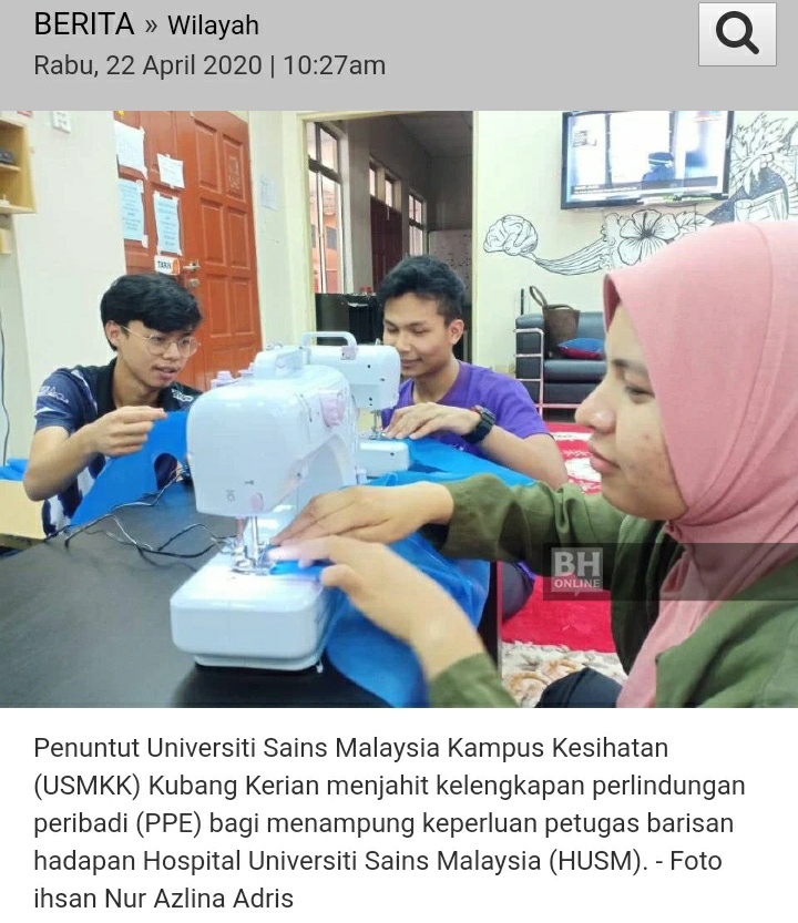 Penuntut USM bantu sedia PPE